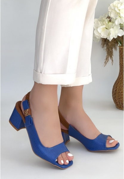 Alessi Mavi Rugan Topuklu Ayakkabı