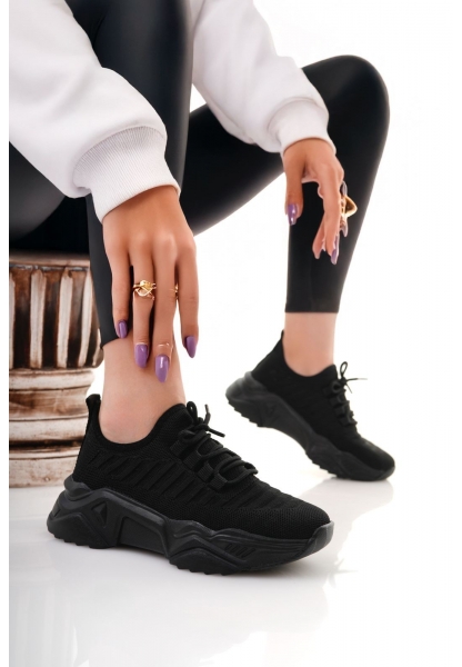 Ante Siyah Triko Bağcıklı Spor Ayakkabı