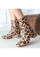 Birta Leopar Cilt Streç Topuklu Bot
