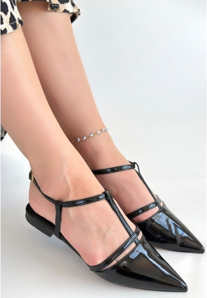 Canca Siyah Rugan Babet Ayakkabı