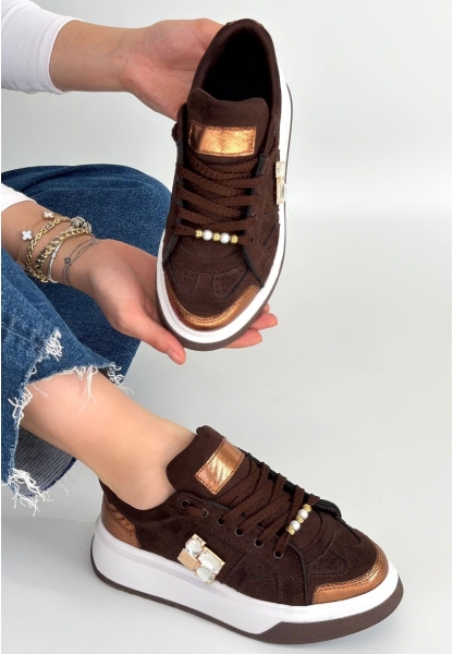 Ceans Kahverengi Süet Bağcıklı Spor Ayakkabı