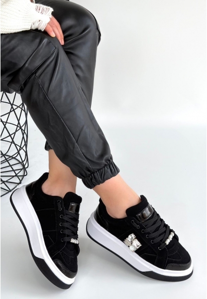 Ceans Siyah Süet Bağcıklı Spor Ayakkabı