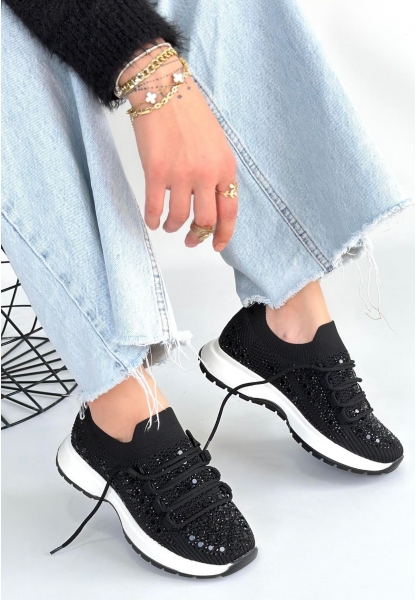 Ceas Siyah Triko Bağcıklı Spor Ayakkabı