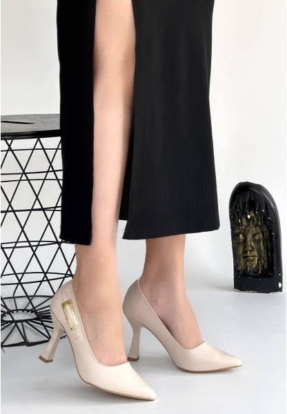 Cerin Bej Cilt Topuklu Ayakkabı