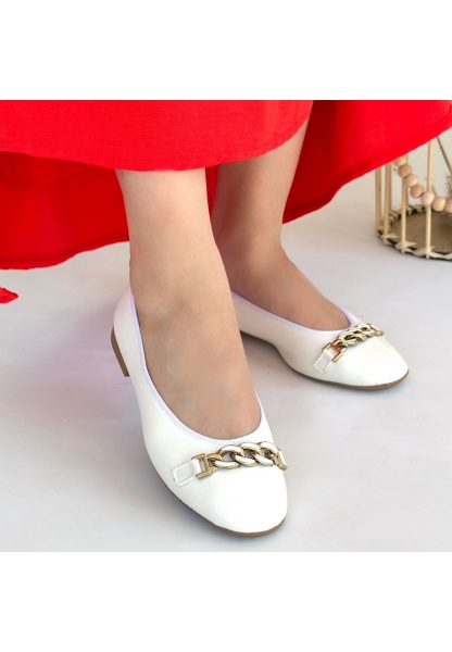 Cleo Beyaz Cilt Babet Ayakkabı