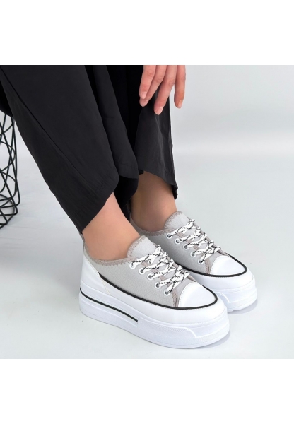 Dalen Gri Keten Bağcıklı Spor Ayakkabı