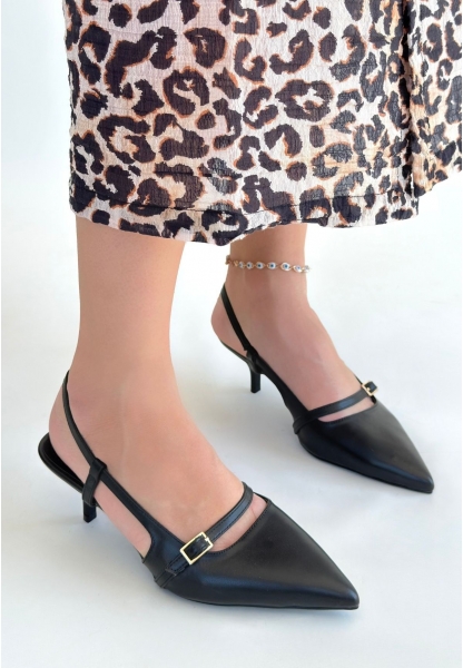 Darina Siyah Cilt Topuklu Ayakkabı