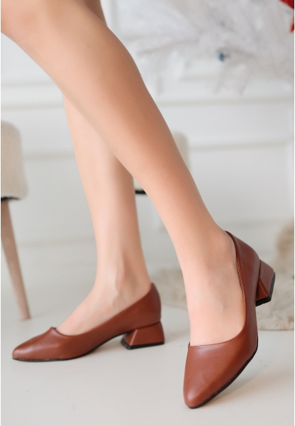 Desniy Taba Cilt Topuklu Ayakkabı