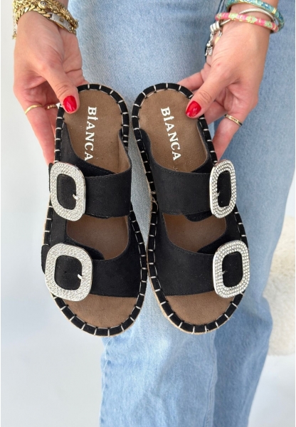 Hertas Siyah Nubuk Tokalı Terlik