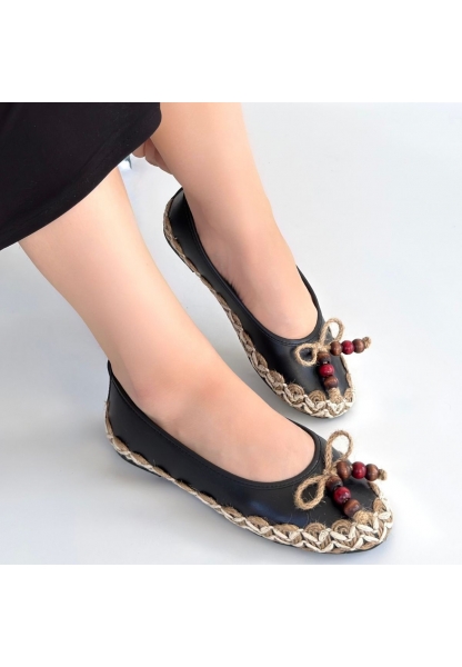 Ilwe Siyah Cilt Babet Ayakkabı