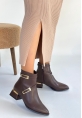 İnay Kahverengi Cilt Topuklu Bot