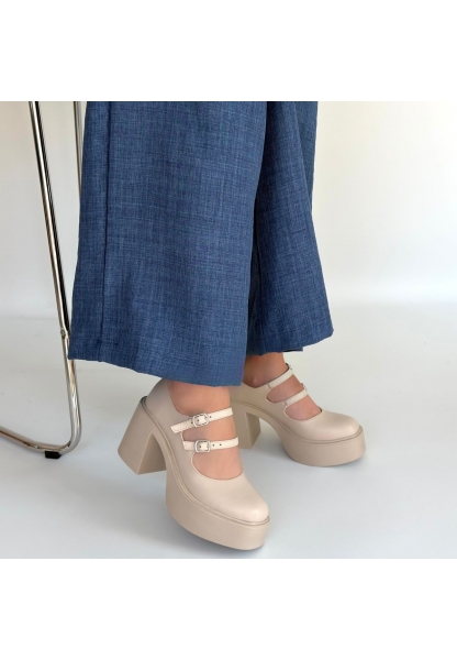 Jarlo Bej Cilt Dolgu Topuk Ayakkabı