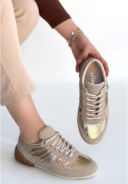 Jawen Bej Nubuk Gold Detaylı Spor Ayakkabı