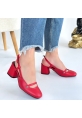 Jecci Kırmızı Cilt Topuklu Ayakkabı