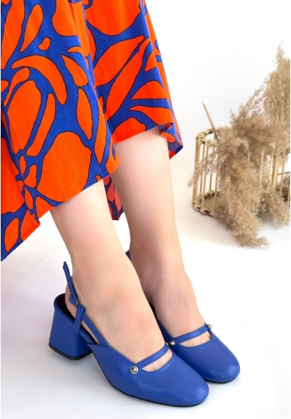 Jecci Mavi Cilt Topuklu Ayakkabı