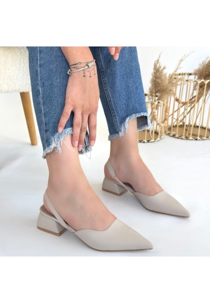 Jenti Bej Cilt Topuklu Ayakkabı