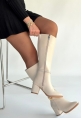 Jeoli Bej Cilt Topuklu Çizme
