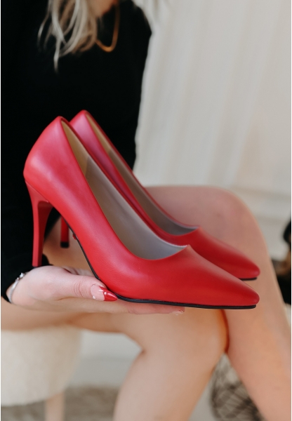 Jilya Kırmızı Cilt Stiletto Ayakkabı
