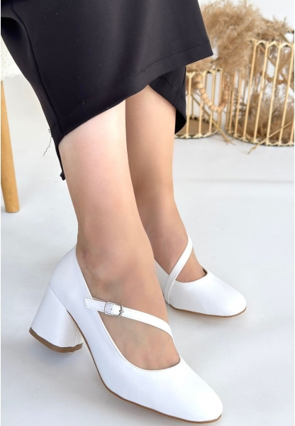 Kier Beyaz Cilt Topuklu Ayakkabı