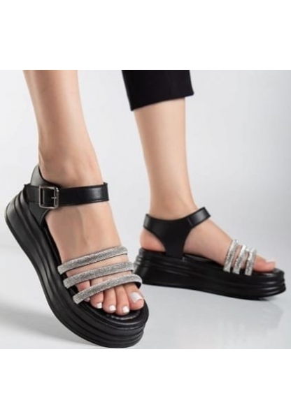 Lalen Siyah Kemerli Sandalet