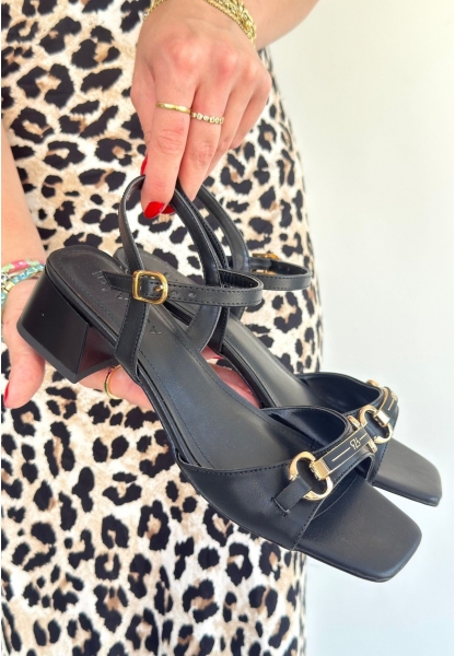 Lanina Siyah Cilt Topuklu Ayakkabı