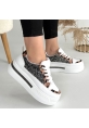 Lawin Beyaz Cilt Siyah Simli Bağcıklı Spor Ayakkabı