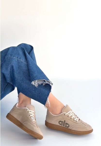 Lendo Bej Süet Bağcıklı Spor Ayakkabı