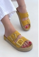 Loera Sarı Nubuk Çift Tokalı Terlik