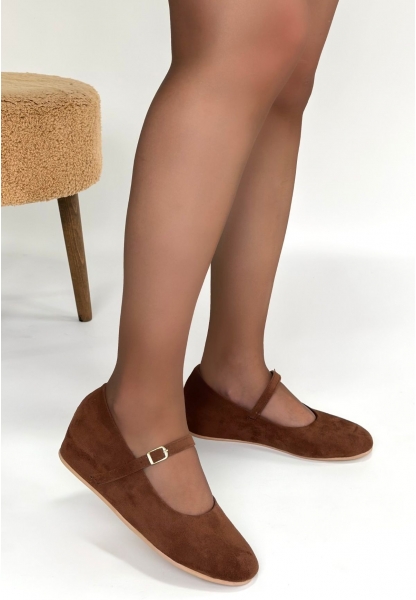 Lossa Taba Süet Kemerli Babet Ayakkabı