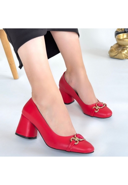 Lucky Kırmızı Cilt Topuklu Ayakkabı