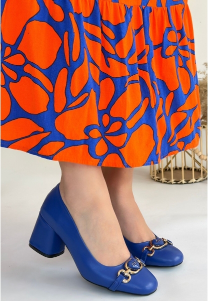 Lucky Mavi Cilt Topuklu Ayakkabı