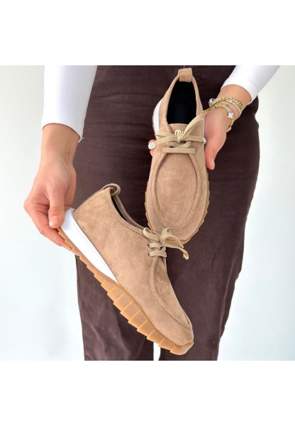 Lunga Bej Cilt Bağcıklı Spor Ayakkabı