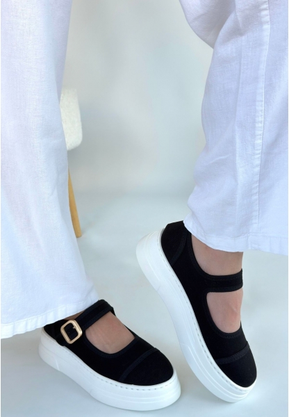 Lunni Siyah Keten Spor Ayakkabı