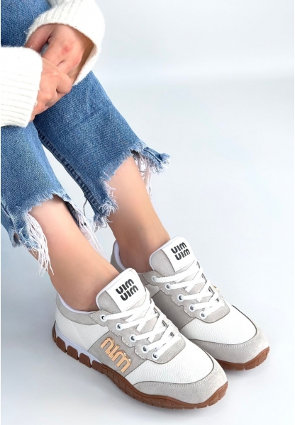 Marje Beyaz Cilt Bağcıklı Spor Ayakkabı
