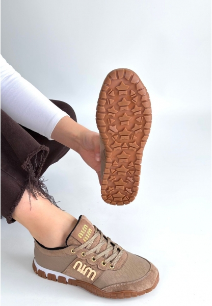 Marje Vizon Cilt Bağcıklı Spor Ayakkabı