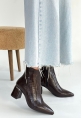 Meça Kahverengi Cilt Topuklu Bot