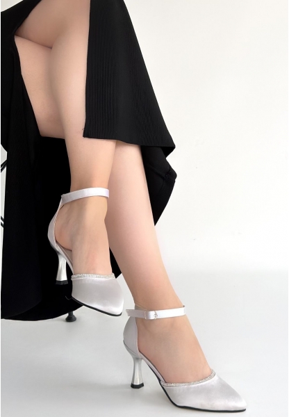 Mejja Gri Saten Topuklu Ayakkabı