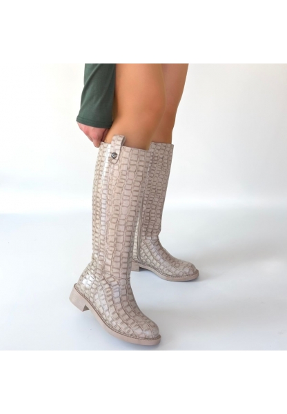 Metta Bej Cilt Desenli Çizme