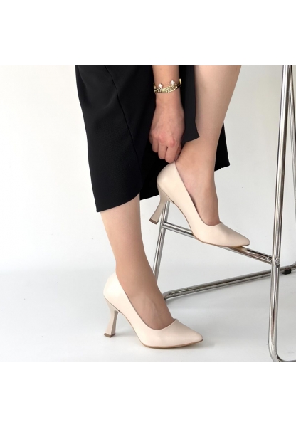 Meyli Bej Cilt Topuklu Ayakkabı