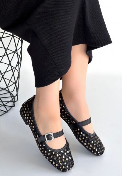 Moden Siyah Süet Babae Ayakkabı