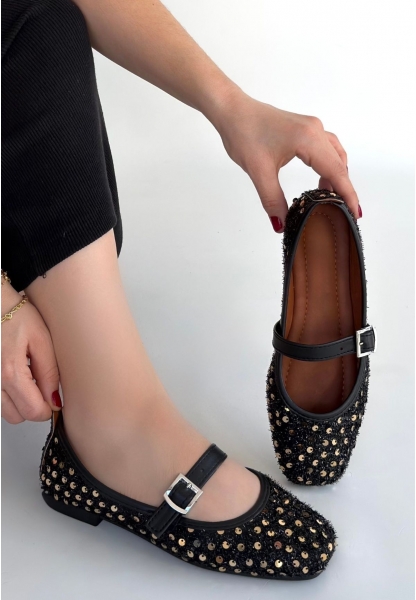 Moden Siyah Süet Babae Ayakkabı