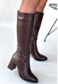 Morena Acı Kahve Cilt Topuklu Çizme