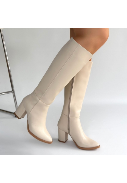 Morena Bej Cilt Bej Tabanlı Topuklu Çizme