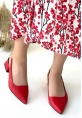 Morji Kırmızı Cilt Topuklu Ayakkabı