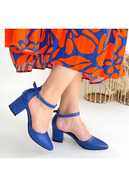 Mulen Mavi Cilt Topuklu Ayakkabı