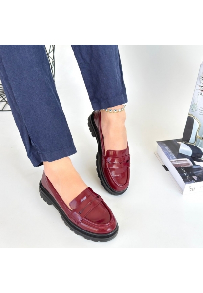 Narli Bordo Rugan Oxford Ayakkabı