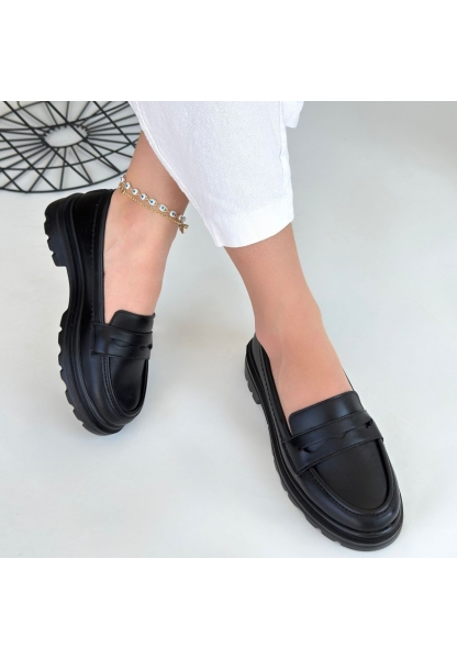 Narli Siyah Cilt Oxford Ayakkabı