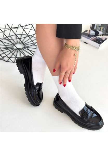 Narli Siyah Rugan Oxford Ayakkabı