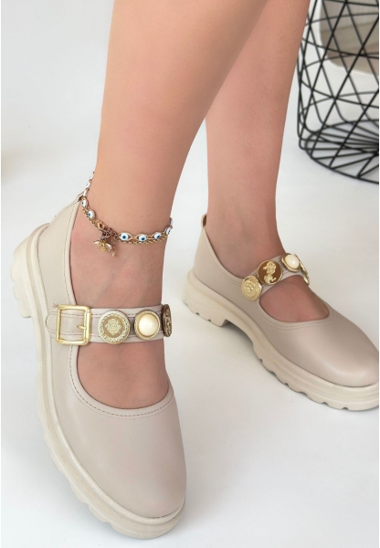 Okira Bej Cilt Oxford Ayakkabı