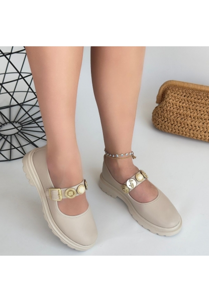 Okira Bej Cilt Oxford Ayakkabı